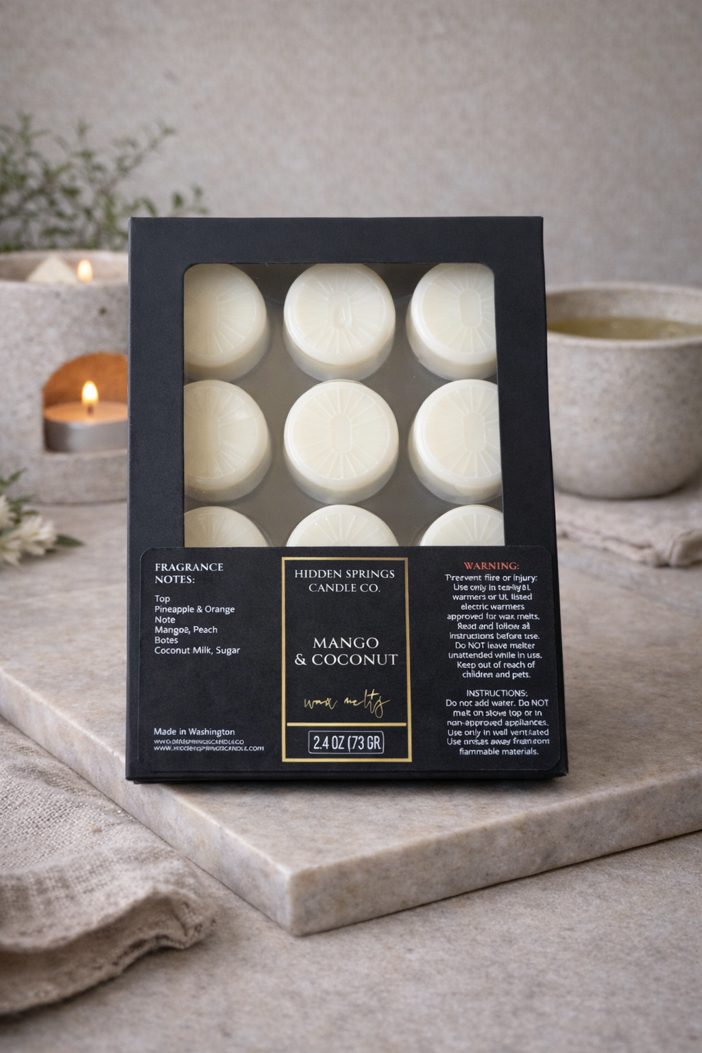 Mango & Coconut Wax Melts-Hidden Springs Candle Co