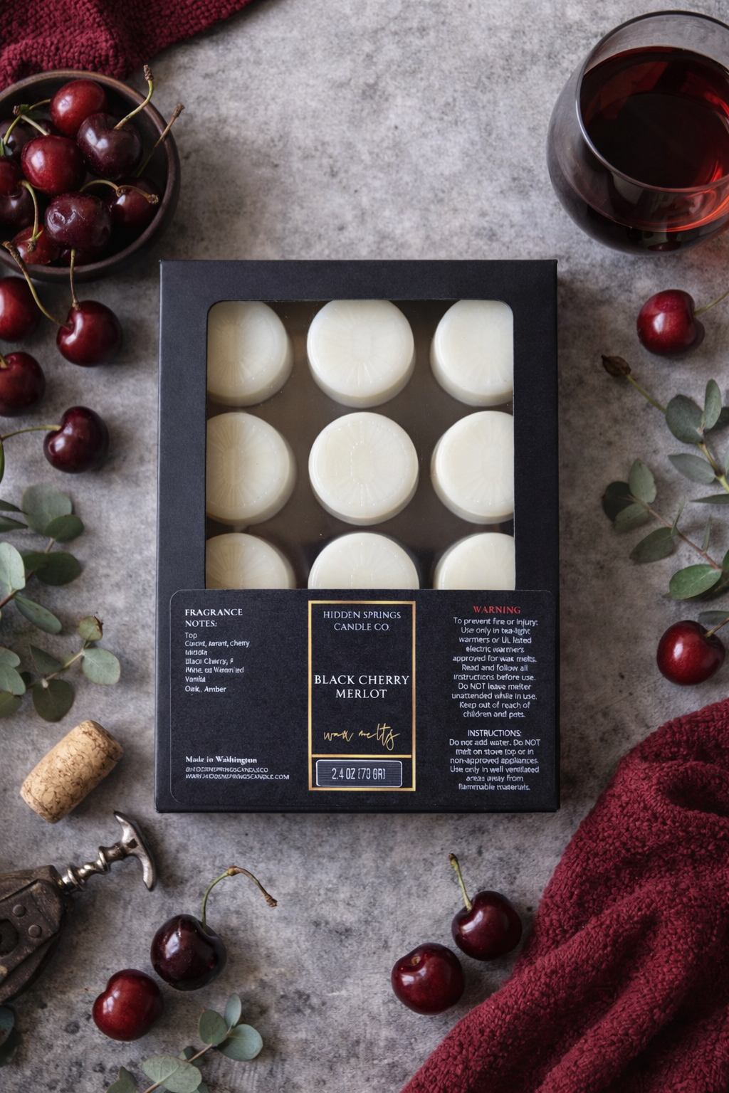 Black Cherry Merlot Wax Melts-Hidden Springs Candle Co