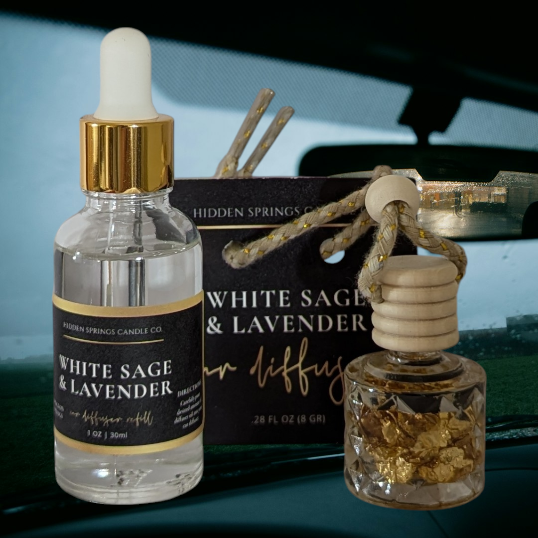 White Sage & Lavender Car Diffuser With Refill-Hidden Springs Candle Co
