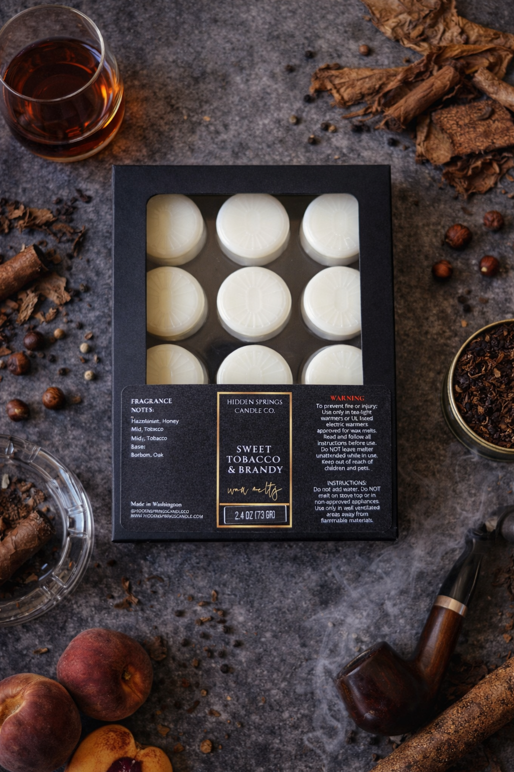 Sweet Tobacco & Brandy Wax Melts-Hidden Springs Candle Co