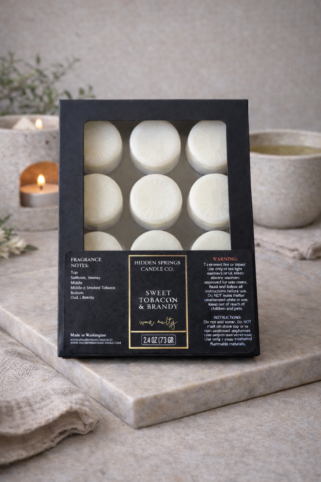 Sweet Tobacco & Brandy Wax Melts-Hidden Springs Candle Co