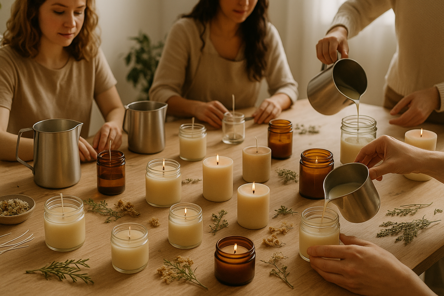 try again natural color wax candles