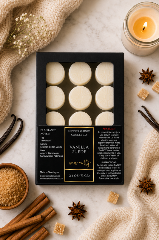 Vanilla Suede 12-Pack Soy Wax Melts | Hand-Poured Coconut Soy Wax Melts