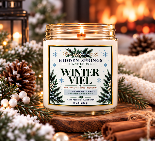 Winter Veil Cracckling Wood Wick Candle | Hidden Springs Candle Co.