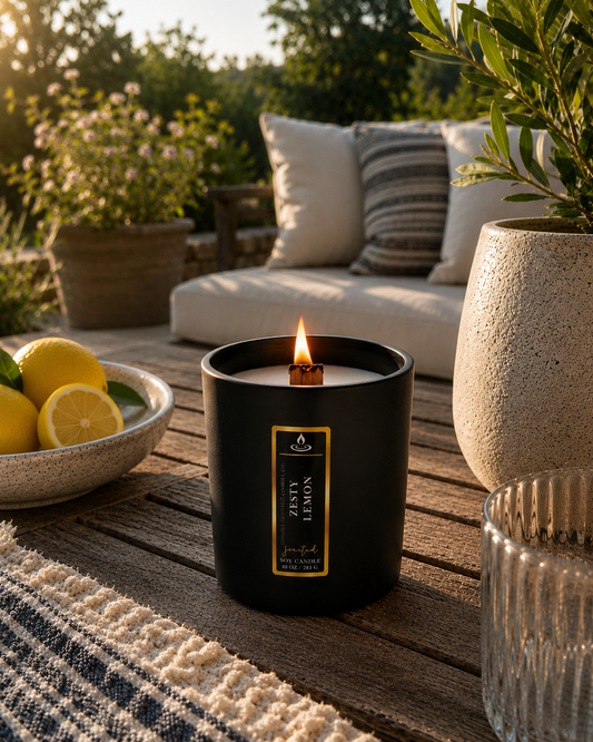 Zesty Lemon 8 oz Crackling Wood Wick Soy Candle